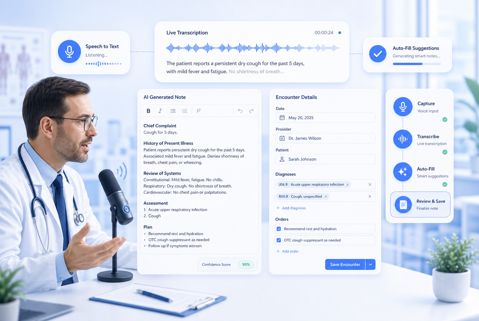 Speech to text encounter filling